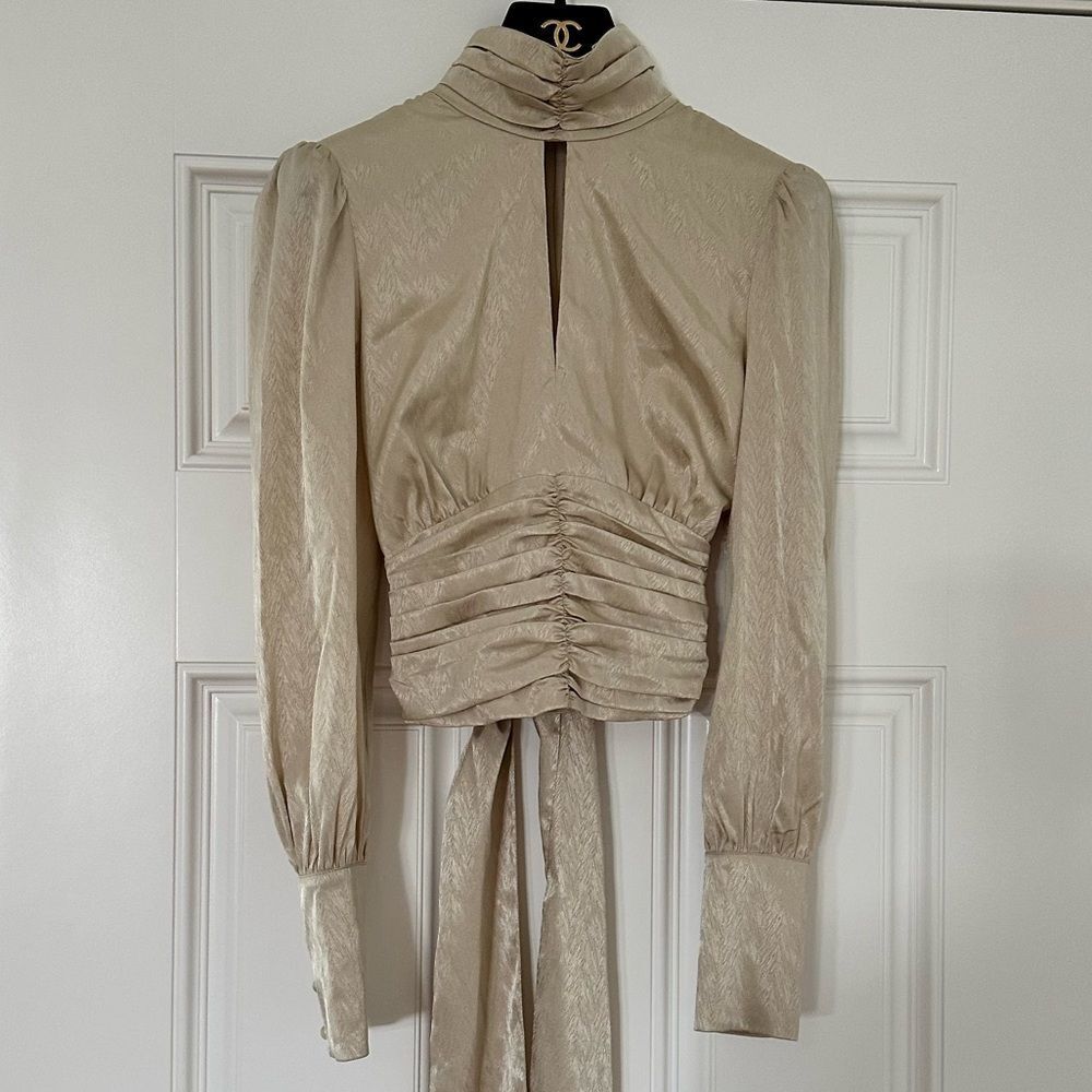 Wayf Cream High-Neck Blouse - Picture 2 of 4